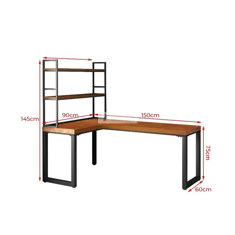 kích thước chi tiết của Bàn chữ L gỗ tự nhiên cao cấp SD23