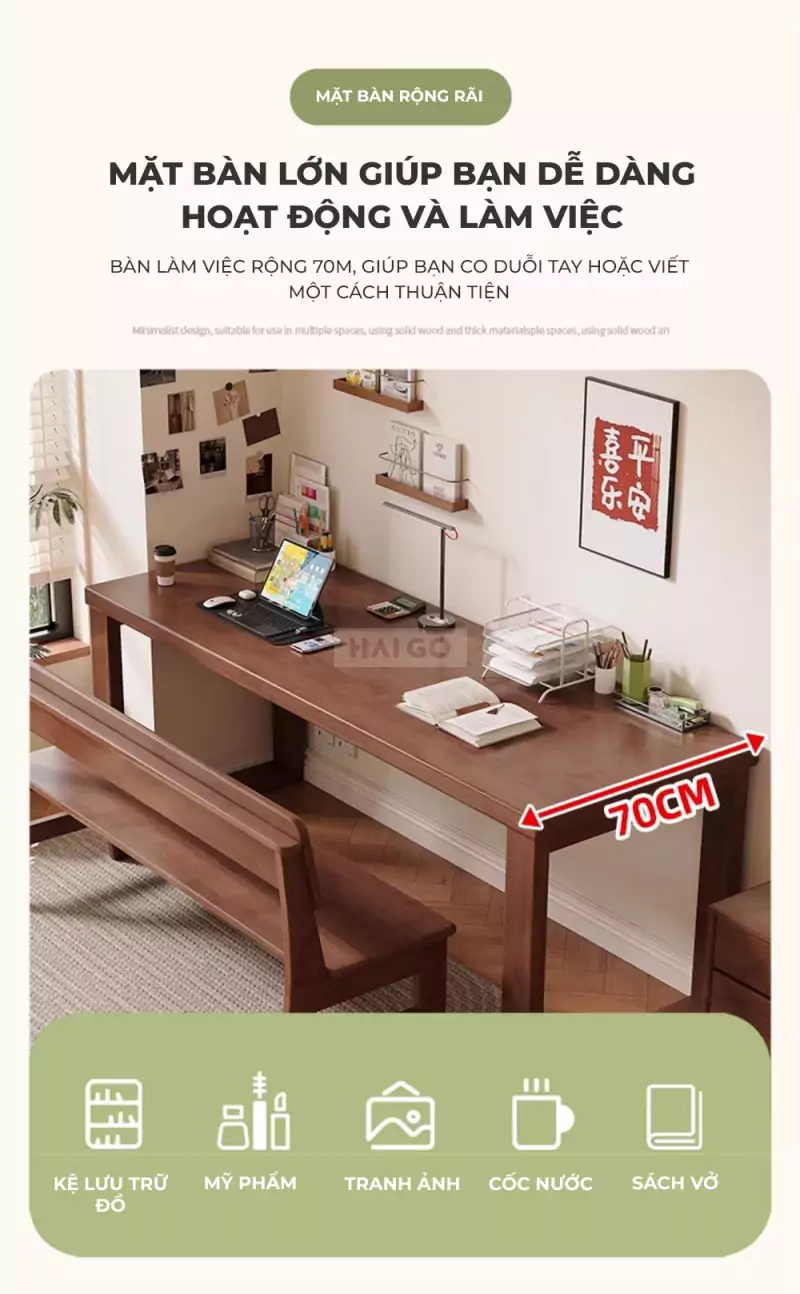 Bàn Đa Năng Gỗ Tự Nhiên Haigo BGT214