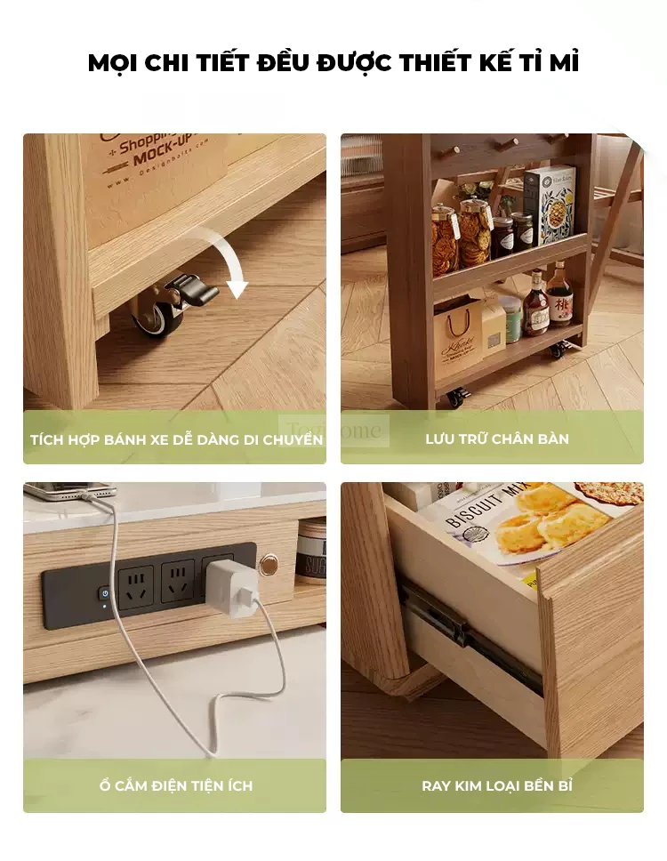 Bàn Đảo Bàn Ăn Thông Minh Nhiều Chế Độ Togismart BA213 thiết kế hiện đại, đa năng, vừa làm bàn đảo bếp vừa sử dụng như bàn ăn tiện lợi. Chất liệu gỗ tự nhiên bền chắc kết hợp mặt đá sang trọng, linh hoạt thay đổi chế độ sử dụng, tối ưu không gian và nâng tầm thẩm mỹ cho ngôi nhà.