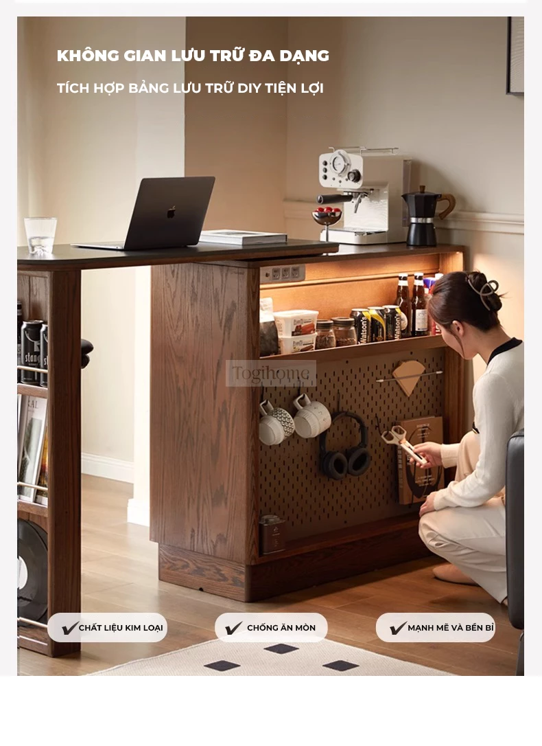 Bàn Đảo Bàn Thông Minh Thế Hệ Mới Togismart BA216 thiết kế hiện đại, đa năng, vừa làm bàn đảo bếp vừa sử dụng như bàn ăn tiện lợi. Chất liệu gỗ tự nhiên cao cấp kết hợp mặt bàn sang trọng, giúp tối ưu diện tích, nâng cao công năng và tạo điểm nhấn tinh tế cho không gian sống.