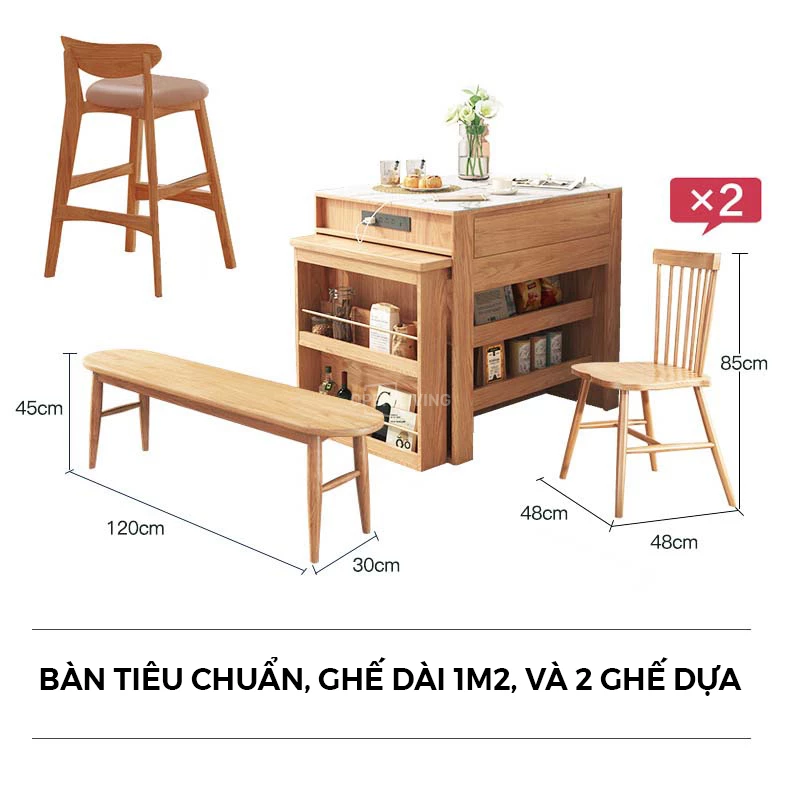 Bàn đảo bếp kết hợp bàn ăn thông minh Openliving OBD 002 – Giải pháp tối ưu cho không gian bếp nhỏ. Thiết kế đa năng, gấp gọn linh hoạt, tích hợp ngăn chứa tiện dụng. Chất liệu bền đẹp, phù hợp căn hộ hiện đại. Mua ngay bàn đảo bếp thông minh, tiết kiệm diện tích!