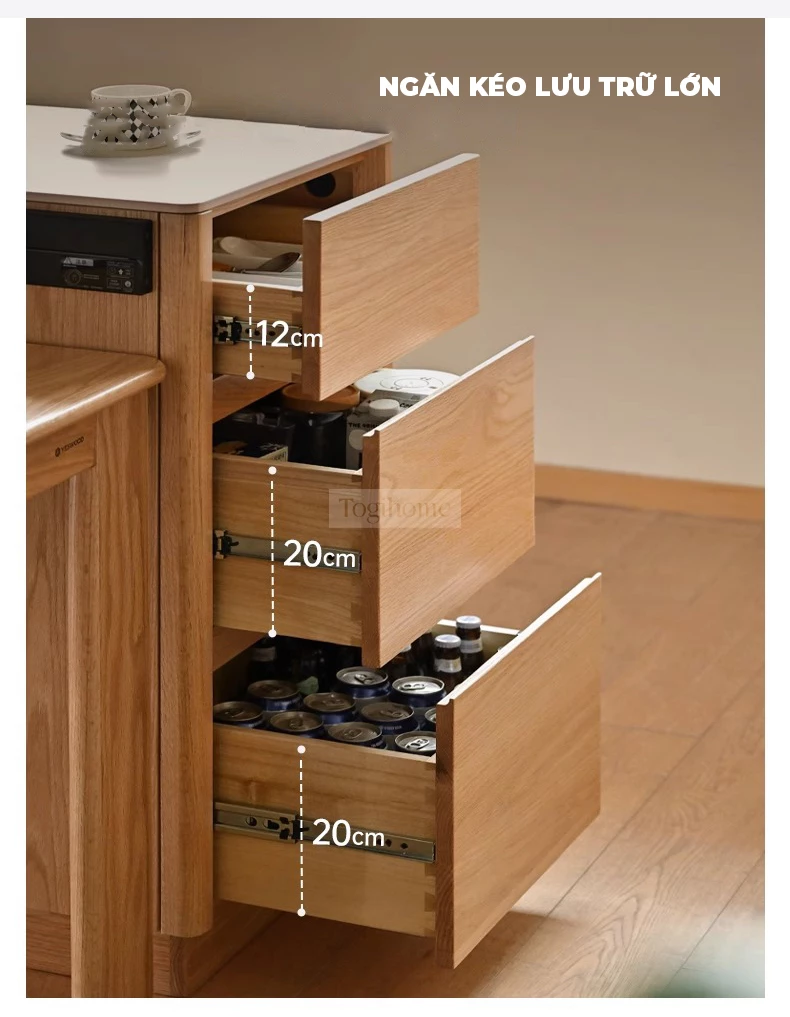 Bàn Đảo Cao Cấp Gỗ Tự Nhiên Kết Hợp Mặt Đá Hiện Đại Togismart BA219 mang đến sự sang trọng và tiện nghi cho không gian bếp. Thiết kế tinh tế, khung gỗ chắc chắn kết hợp mặt đá bền đẹp, chống trầy xước, dễ vệ sinh, tạo điểm nhấn hiện đại và đẳng cấp cho ngôi nhà.