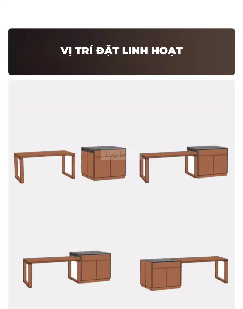 Bàn Đảo Gỗ Tự Nhiên Cao Cấp Togismart BA217 mang phong cách hiện đại, sang trọng, phù hợp không gian bếp và phòng ăn. Chất liệu gỗ tự nhiên bền chắc, vân gỗ đẹp tinh tế, kết hợp thiết kế đa năng, vừa tiện dụng vừa tạo điểm nhấn đẳng cấp cho ngôi nhà.