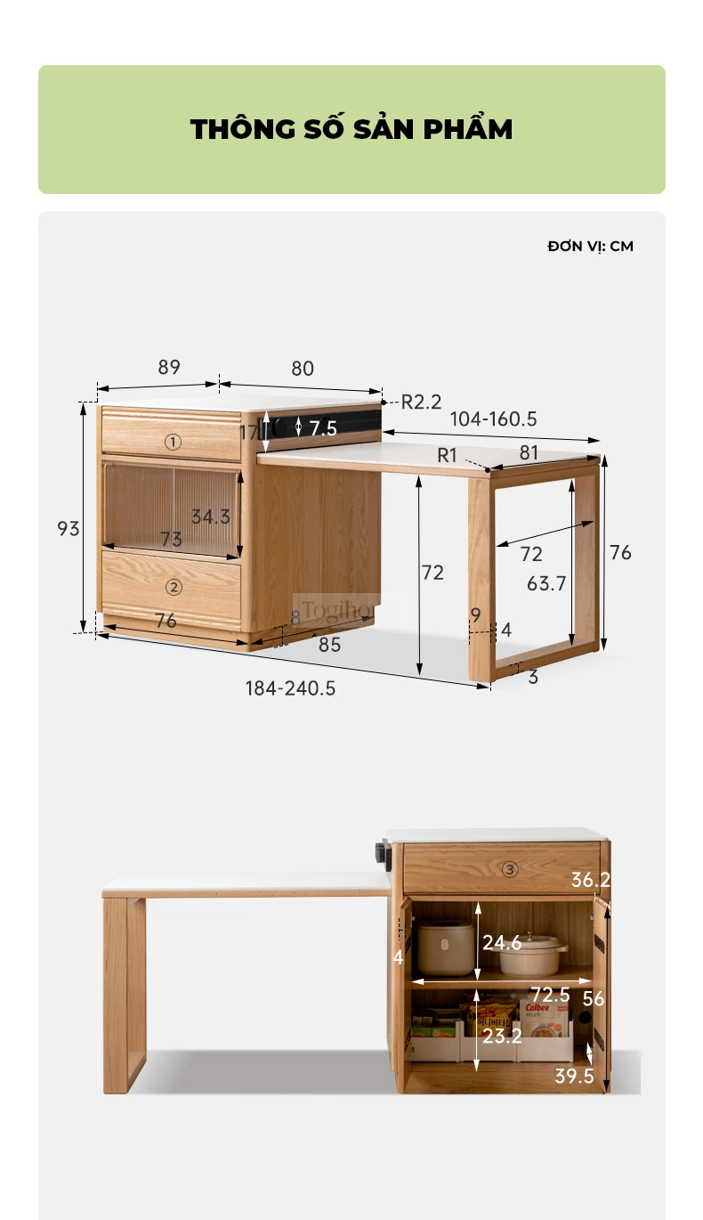 Bàn đảo gỗ tự nhiên kết hợp đá tự nhiên cao cấp Togismart BA095 thiết kế sang trọng, bền chắc, phù hợp cho không gian bếp hiện đại. Chất liệu gỗ tự nhiên kết hợp mặt đá cao cấp mang lại sự tinh tế, tiện nghi, vừa làm điểm nhấn vừa tối ưu công năng cho ngôi nhà.