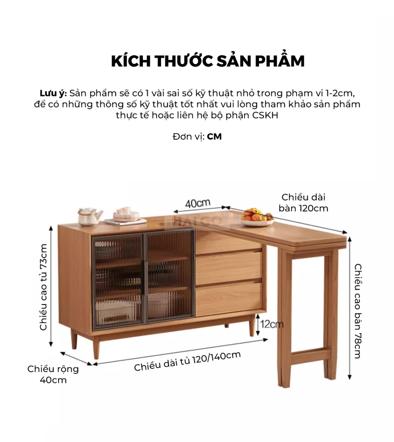 Bàn Đảo Kết Hợp Tủ Bếp Đa Năng Haigo CDT391