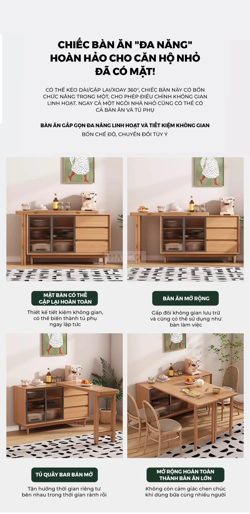 Bàn Đảo Kết Hợp Tủ Bếp Đa Năng Haigo CDT391