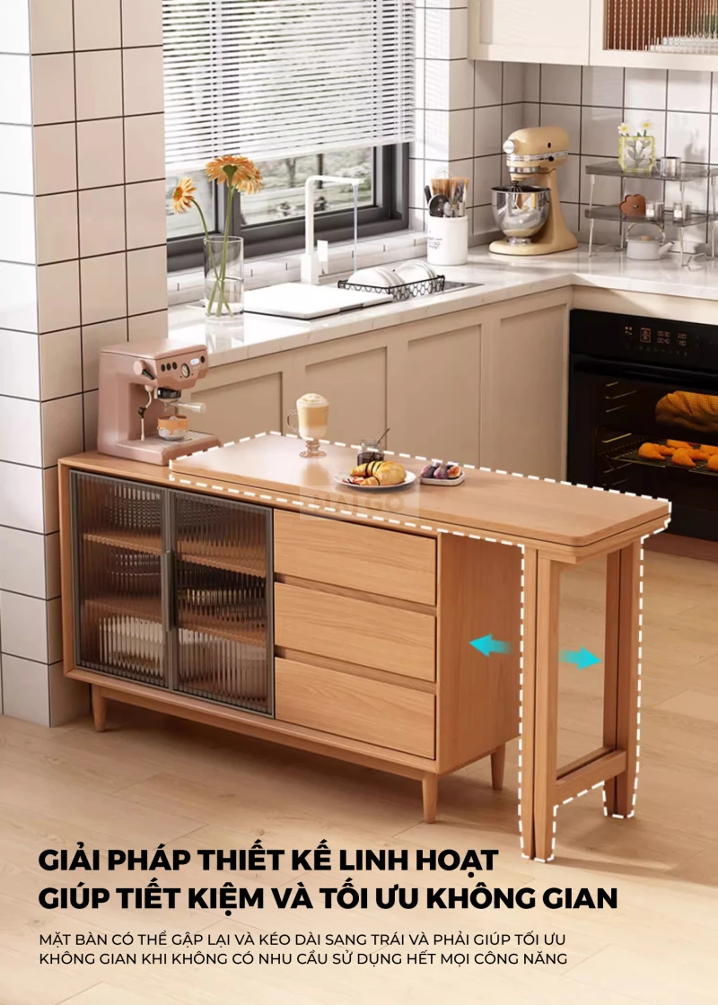 Bàn Đảo Kết Hợp Tủ Bếp Đa Năng Haigo CDT391