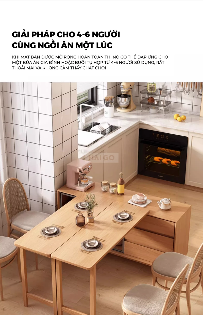 Bàn Đảo Kết Hợp Tủ Bếp Đa Năng Haigo CDT391