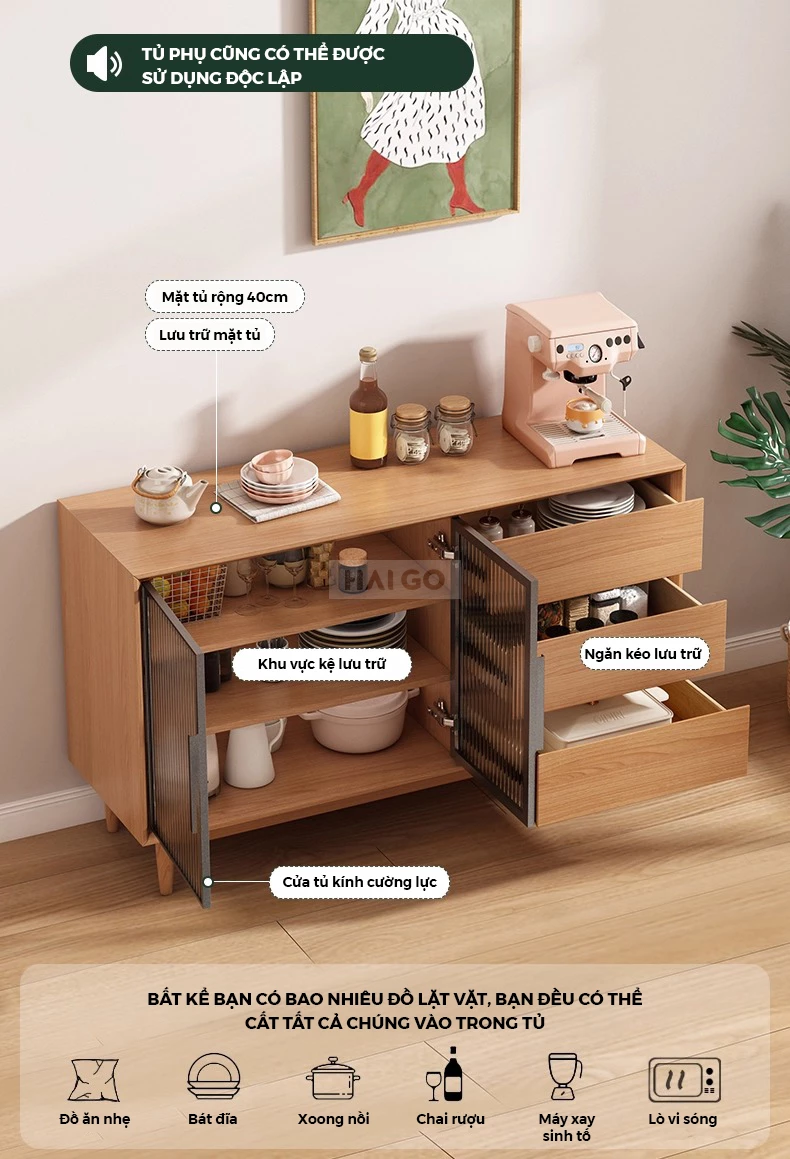 Bàn Đảo Kết Hợp Tủ Bếp Đa Năng Haigo CDT391