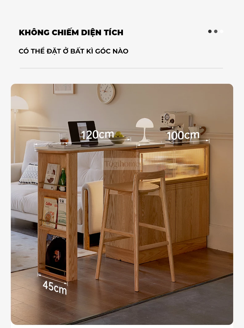 “Bàn Đảo Thông Minh Kết Hợp Mặt Đá Hiện Đại Togismart BA101 thiết kế sang trọng, tinh tế, phù hợp không gian bếp cao cấp. Khung gỗ tự nhiên bền chắc, mặt đá sáng bóng, dễ vệ sinh. Sản phẩm đa năng giúp tối ưu diện tích, tiện lợi cho sinh hoạt và tăng thẩm mỹ cho ngôi nhà.