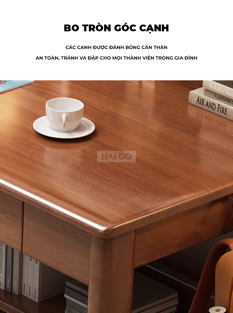 Bàn Đôi Gỗ Tự Nhiên Tối Ưu Không Gian Haigo BGT366