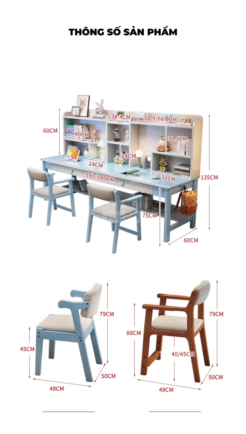 Bàn Đôi Gỗ Tự Nhiên Tối Ưu Không Gian Haigo BGT366
