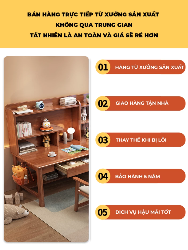 Bàn Đôi Gỗ Tự Nhiên Tối Ưu Không Gian Haigo BGT366
