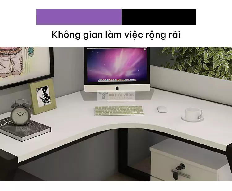 không gian làm việc rộng rãi của Bàn gaming chữ L khung kim loại cao cấp GT04