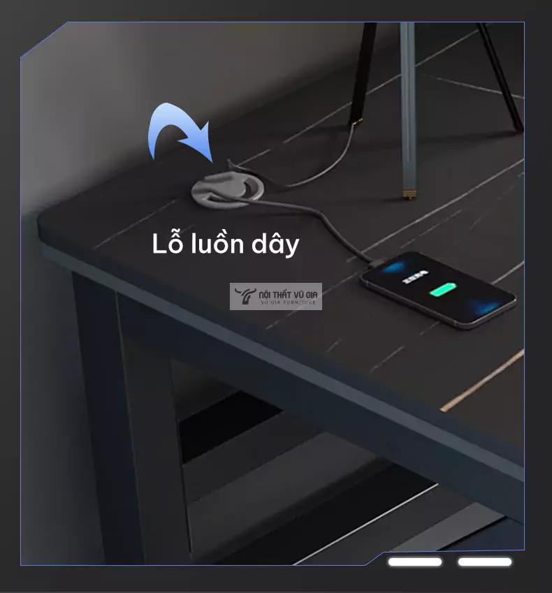 thiết kế lỗ luồn dây tiện lợi của Bàn gaming phong cách hiện đại GT06