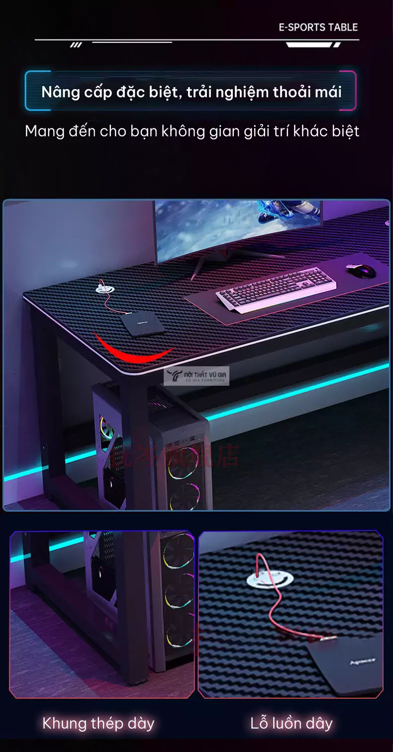 thiết kế tinh tế mang đến trải nghiệm tốt của Bàn gaming phong cách tối giản GT01