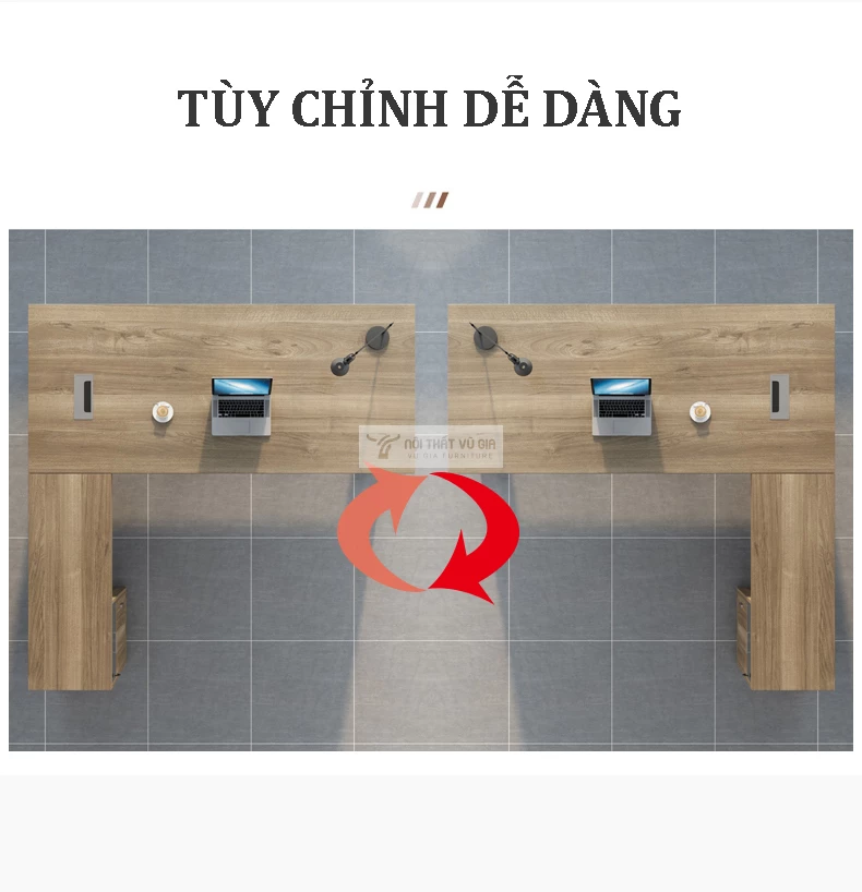 tùy chỉnh linh hoạt với Bàn giám đốc kết hợp bàn phụ đa năng SD242