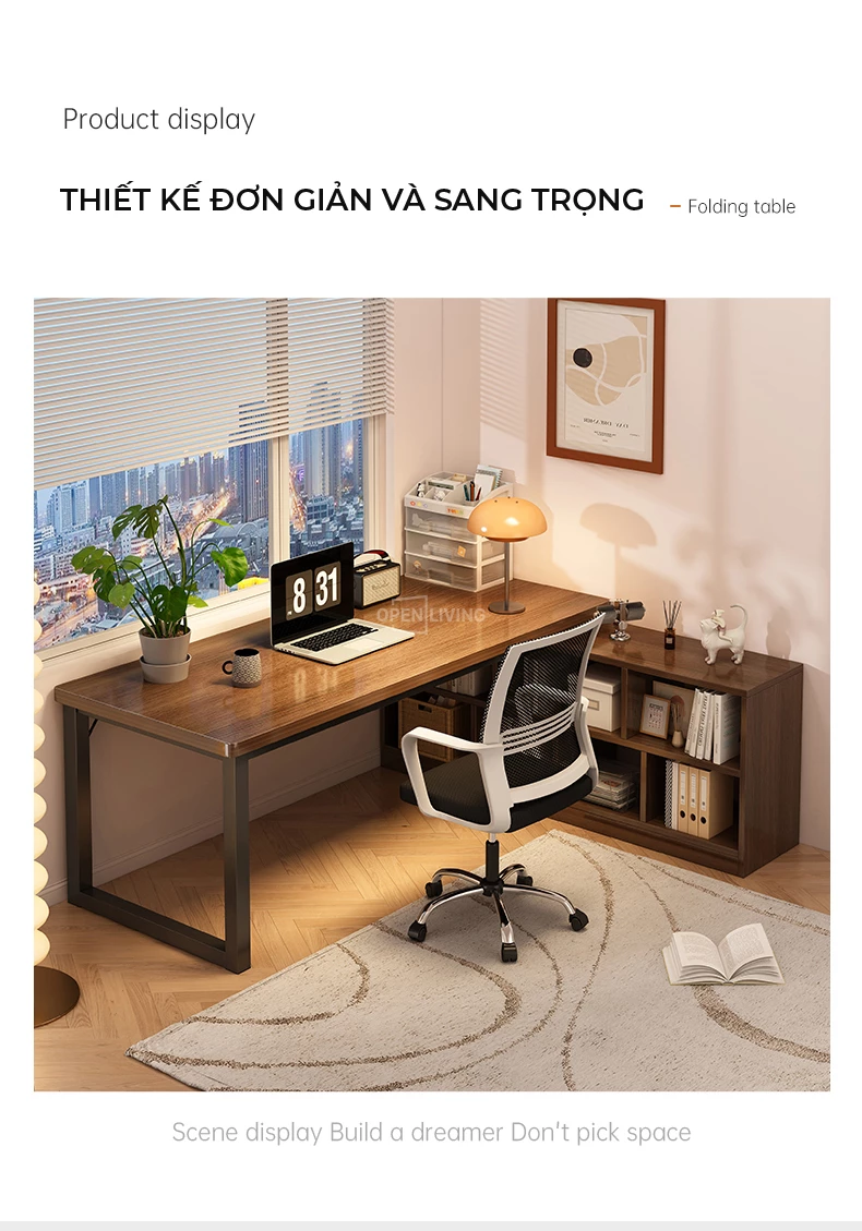 Bàn gỗ tự nhiên bàn làm việc kèm kệ tổ ong đa năng OpenLiving OBG 047 kết hợp tiện ích và phong cách. Chất liệu gỗ tự nhiên bền bỉ, thiết kế kệ tổ ong độc đáo, tạo không gian làm việc gọn gàng và hiện đại. Lựa chọn hoàn hảo cho không gian sống của bạn.