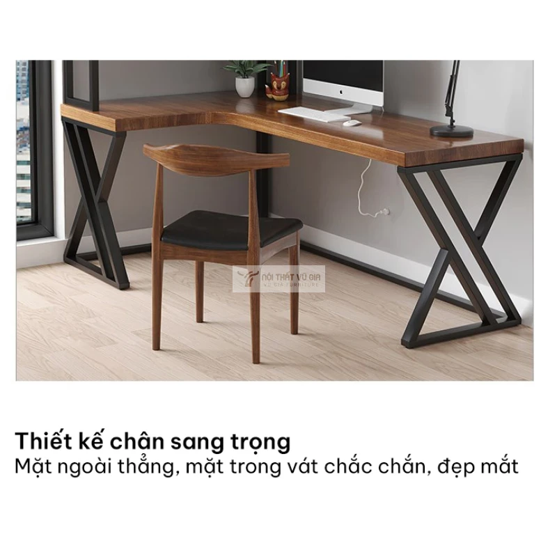 thiết kế chân chữ X hiện đại của Bàn gỗ tự nhiên chữ L chân chữ X hiện đại SD226