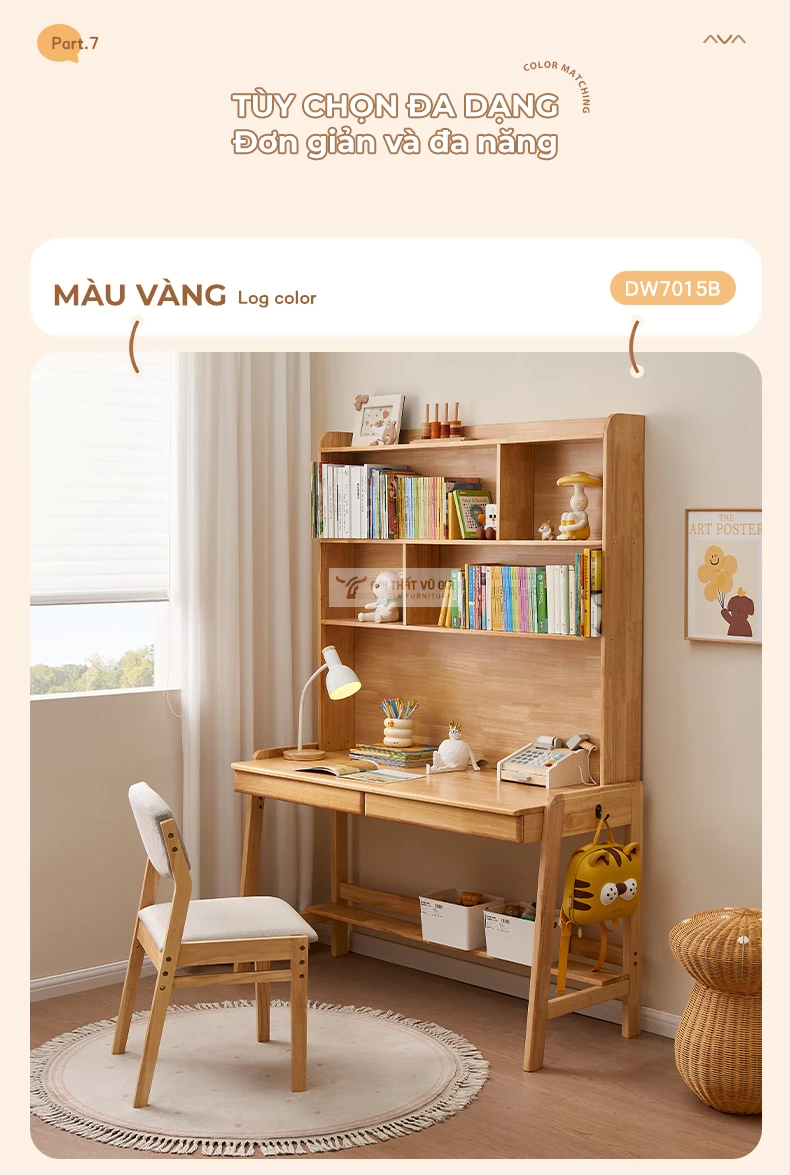 tùy chọn của Bàn gỗ tự nhiên có giá sách phong cách hiện đại SD262