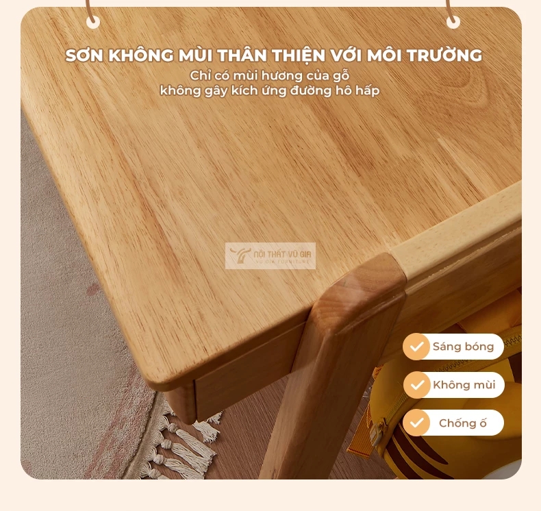 Bàn gỗ tự nhiên có giá sách phong cách hiện đại SD262 sử dụng chất liệu thân thiện với môi trường, an toàn