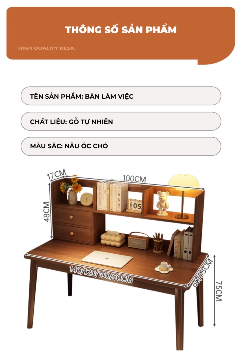 Bàn Gỗ Tự Nhiên Đa Năng Haigo BGT367