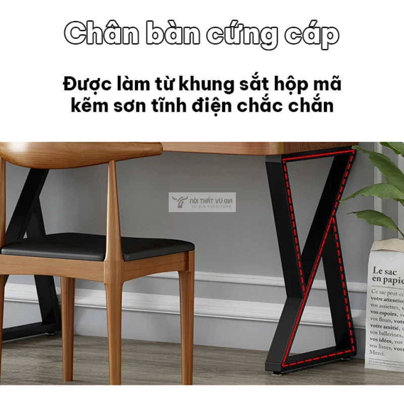 thiết kế chân bàn chắc chắn của Bàn gỗ tự nhiên đôi kết hợp giá sách SD221