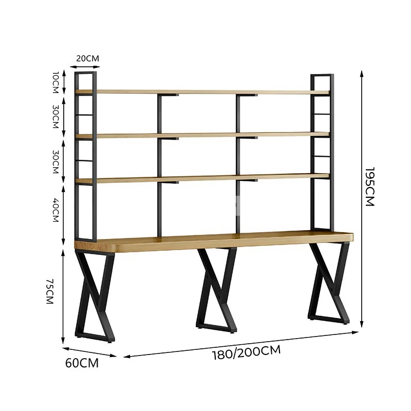 kích thước chi tiết của Bàn gỗ tự nhiên đôi kết hợp giá sách SD221