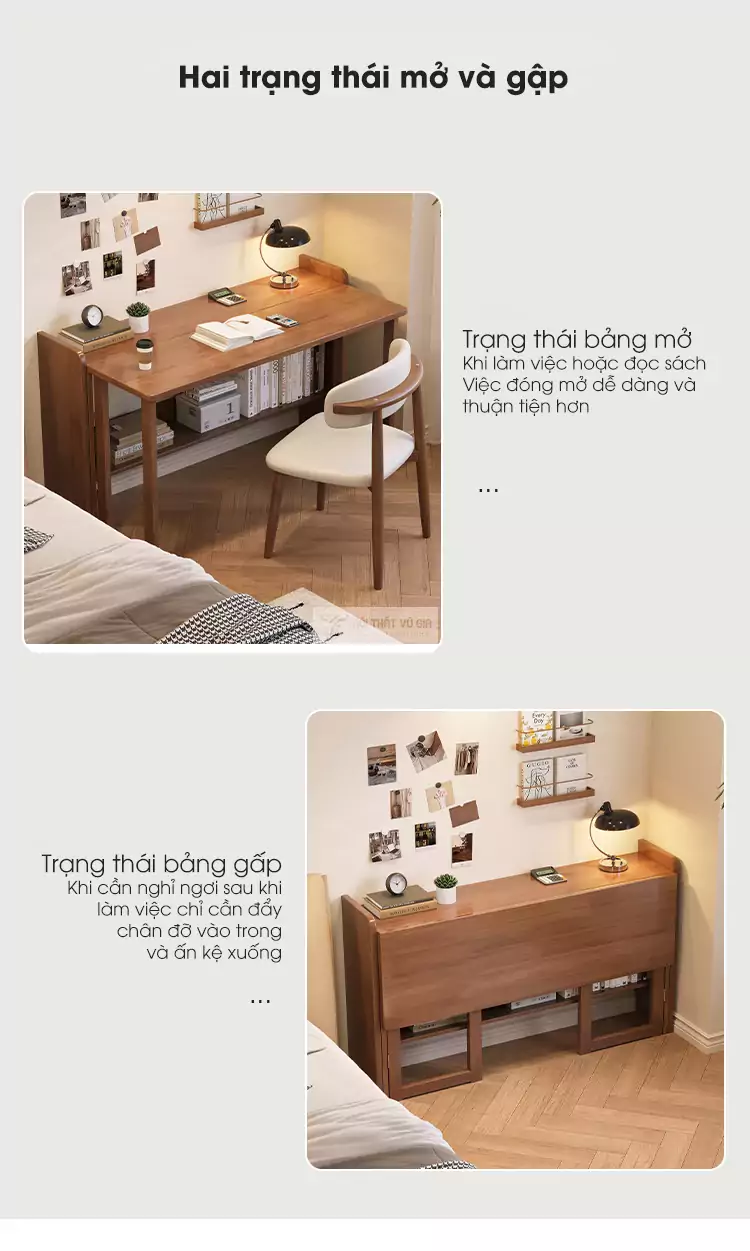 cách hoạt động của Bàn gỗ tự nhiên gấp gọn SD06