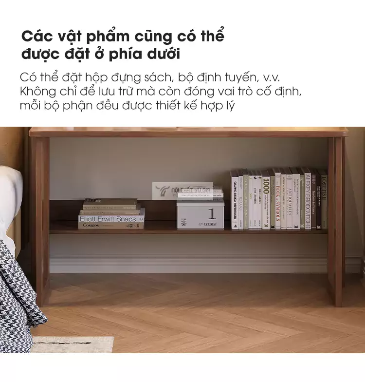 thiết kế kệ sách gầm bàn của Bàn gỗ tự nhiên gấp gọn SD06