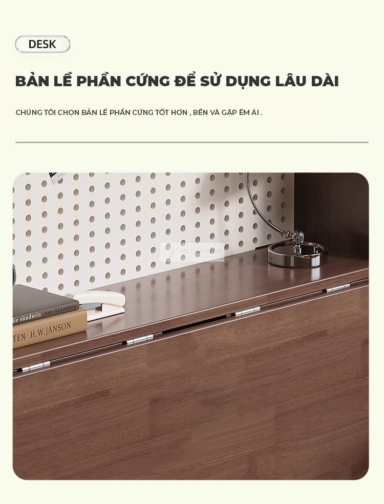 Bàn gỗ tự nhiên gấp gọn thông minh SD184 sử dụng bản lề cao cấp