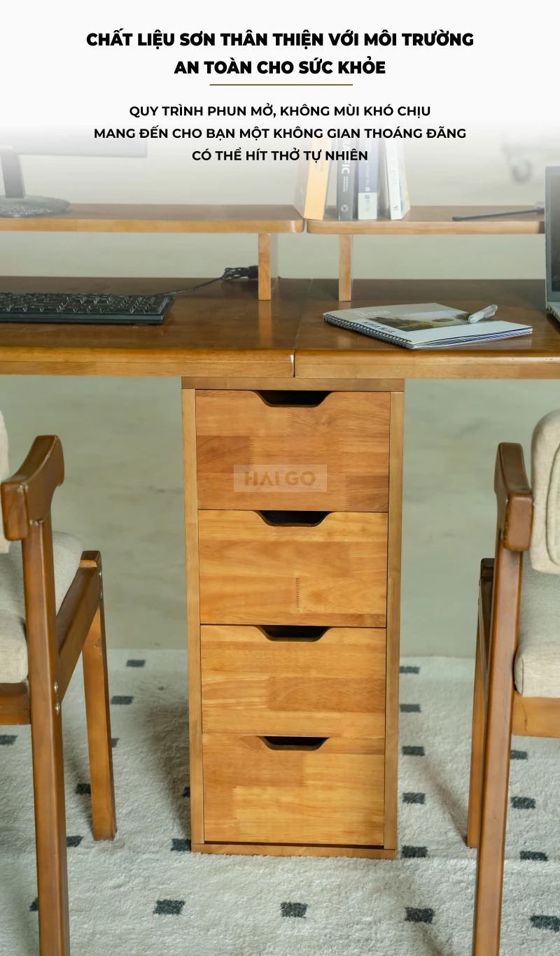 Bàn Gỗ Tự Nhiên Kết Hợp Hộc Tủ Lưu Trữ Đa Năng BGT376