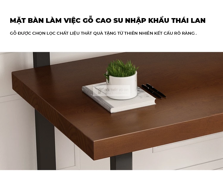 Bàn gỗ tự nhiên kết hợp kệ tối giản SD235 sử dụng gỗ cao cấp