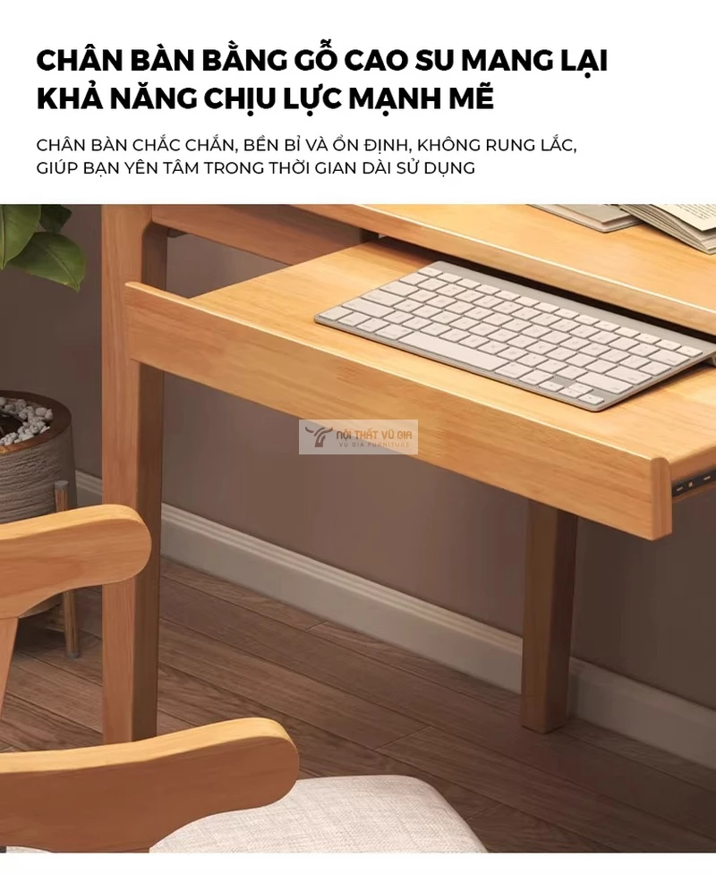 thiết kế chân bàn chắc chắn của Bàn gỗ tự nhiên kết hợp tủ ngăn kéo đa năng BR267