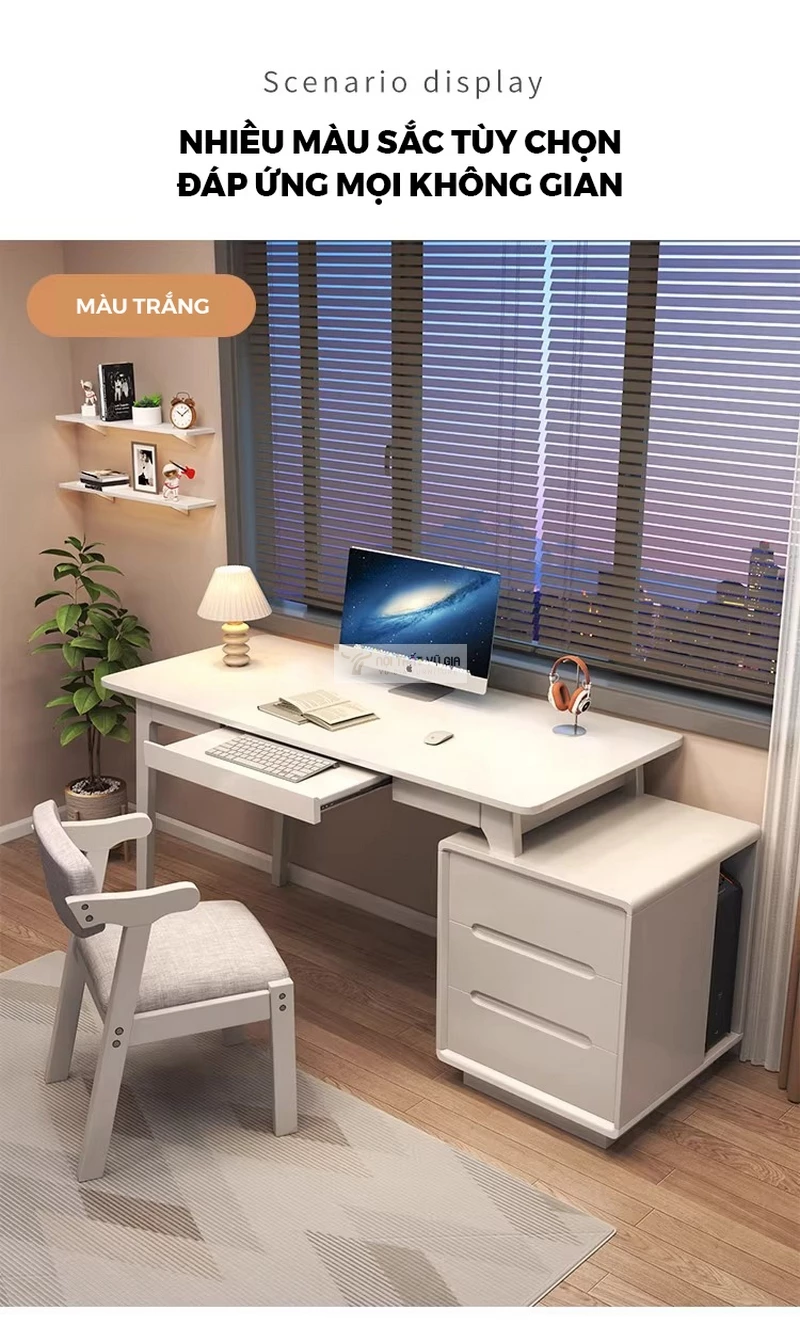 tùy chọn màu sắc của Bàn gỗ tự nhiên kết hợp tủ ngăn kéo đa năng BR267