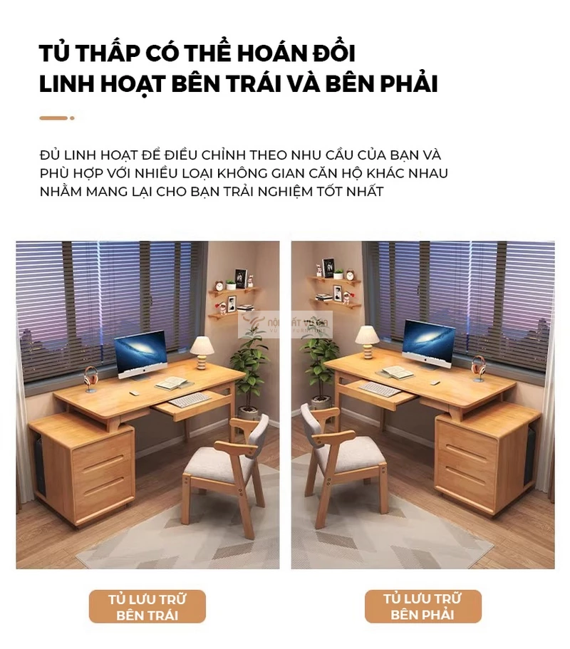 tùy chỉnh linh hoạt của Bàn gỗ tự nhiên kết hợp tủ ngăn kéo đa năng BR267