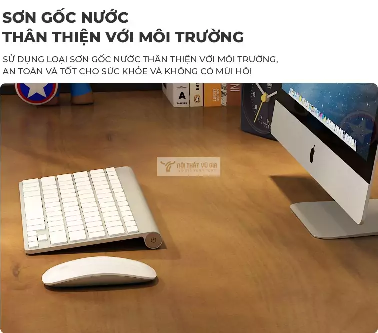 Bàn gỗ tự nhiên phong cách tối giản kết hợp kệ sách SD22 sử dụng chất liệu an toàn