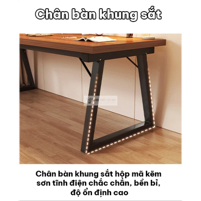 Bàn gỗ tự nhiên phong cách tối giản SD222 sử dụng chân kim loại chắc chắn