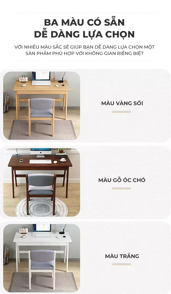 tùy chọn màu sắc của Bàn gỗ tự nhiên phong cách tối giản SD26