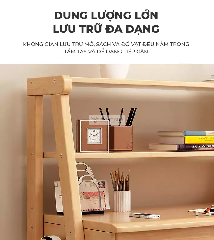 thiết kế kệ sách lưu trữ lớn của Bàn gỗ tự nhiên phong cách tối giản SD26