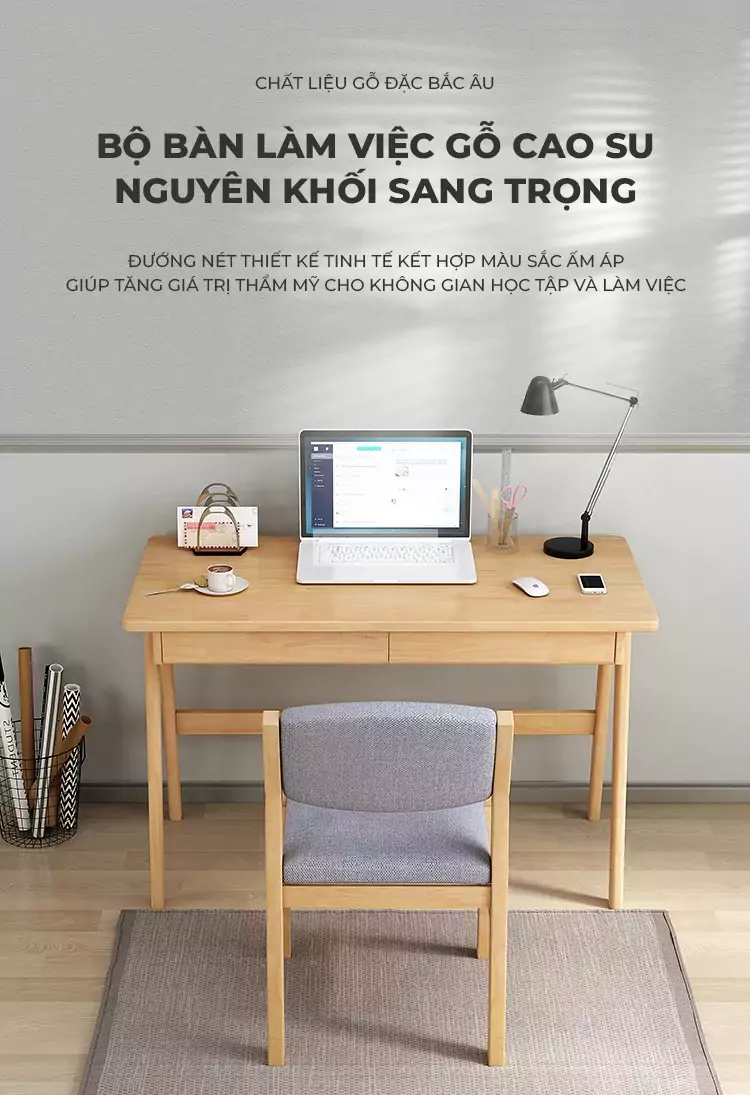 Bàn gỗ tự nhiên phong cách tối giản SD26