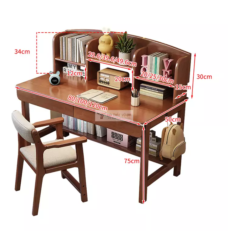 kích thước chi tiết của Bàn gỗ tự nhiên phong cách tối giản SD29