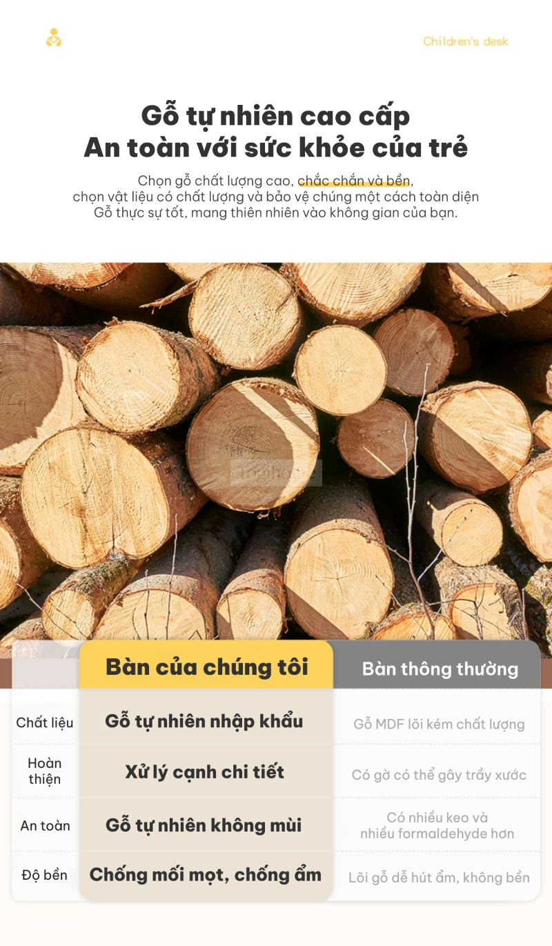 Bàn gấp gỗ tự nhiên hiện đại GTNS014 sử dụng chất liệu an toàn
