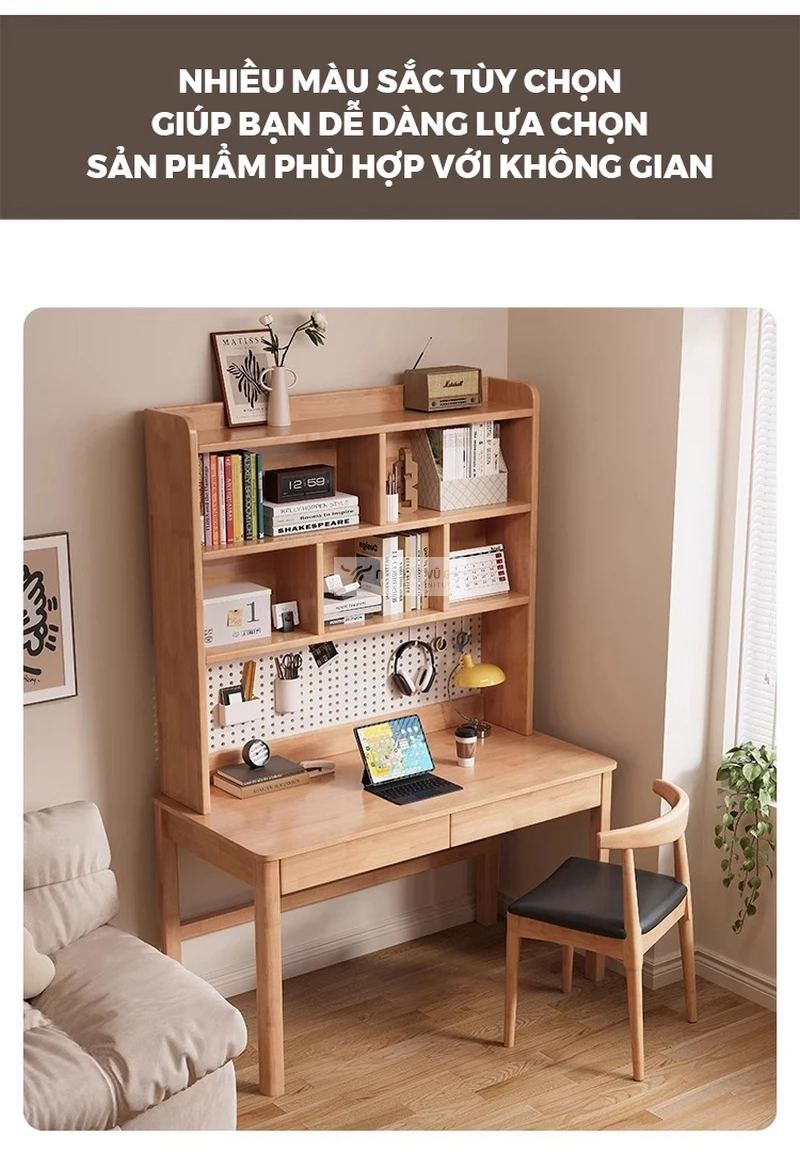 tùy chọn màu sắc của Bàn gỗ tự nhiên thiết kế hiện đại kết hợp tấm treo đa năng SD264