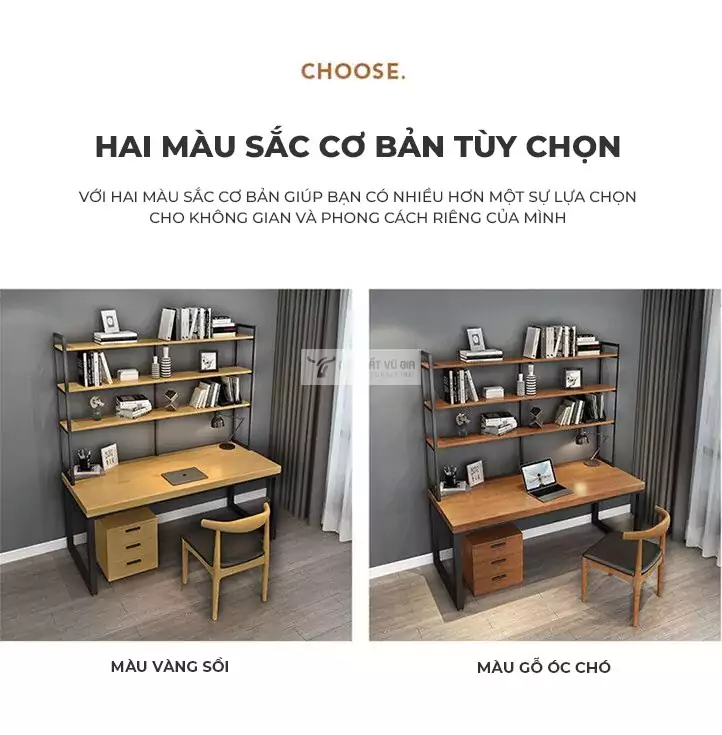 tùy chọn màu sắc của Bàn gỗ tự nhiên thiết kế kết hợp lưu trữ tối ưu SD21