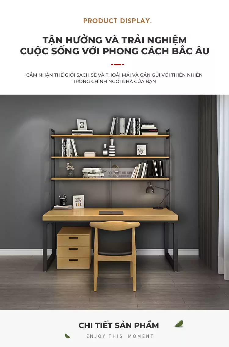 Bàn gỗ tự nhiên thiết kế kết hợp lưu trữ tối ưu SD21