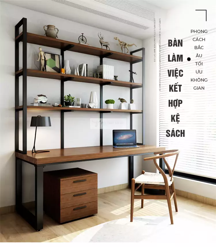 Bàn gỗ tự nhiên thiết kế kết hợp lưu trữ tối ưu SD21