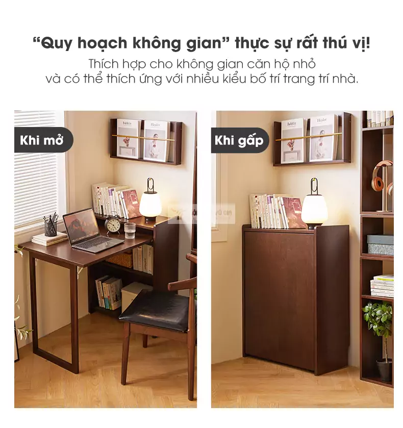 tiết kiệm không gian với Bàn gỗ tự nhiên thiết kế thông minh, hiện đại SD07