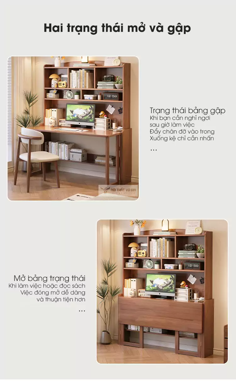 cách sử dụng Bàn gỗ tự nhiên thiết kế thông minh SD02