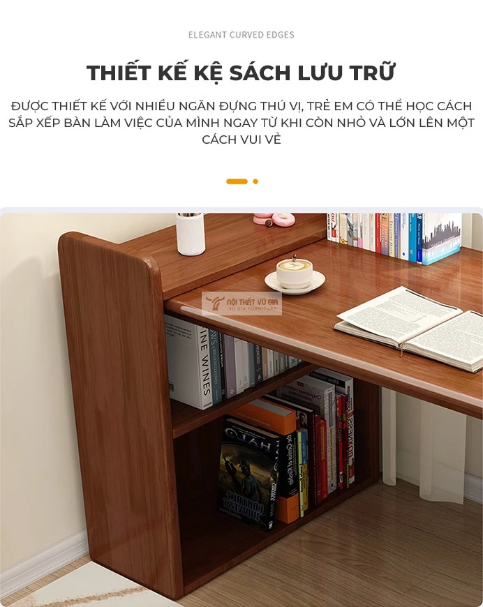 thiết kế kệ sách lưu trữ tiện lợi của Bàn gỗ tự nhiên tích hợp kệ đa năng SD204